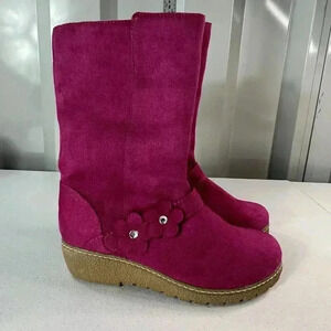 Gymboree Girl Pink Poppy Flower Boot Size 2 NWOT NEW Kids Faux Suede Snow Winter